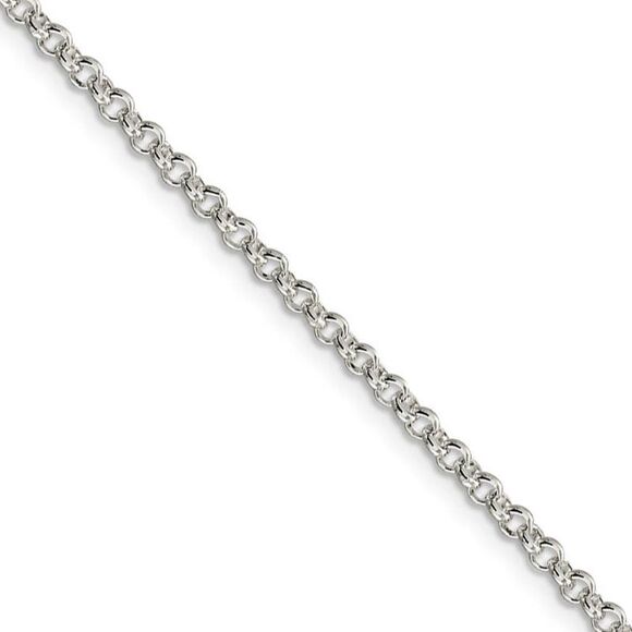 2.5mm Sterling Silver Solid Rolo Chain Necklace 28 Inch